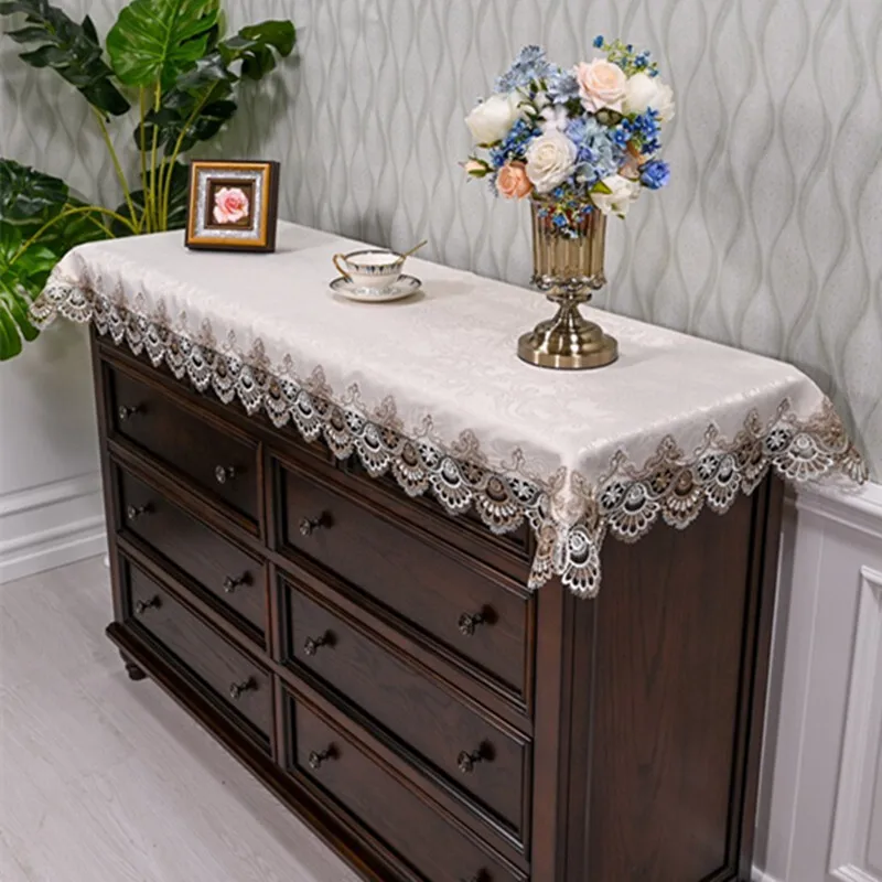 Dining Cabinet Edge Shoe Cabinet Cover Cloth Light Luxury Nordic Lace Fabric TV Cabinet Coffee Table