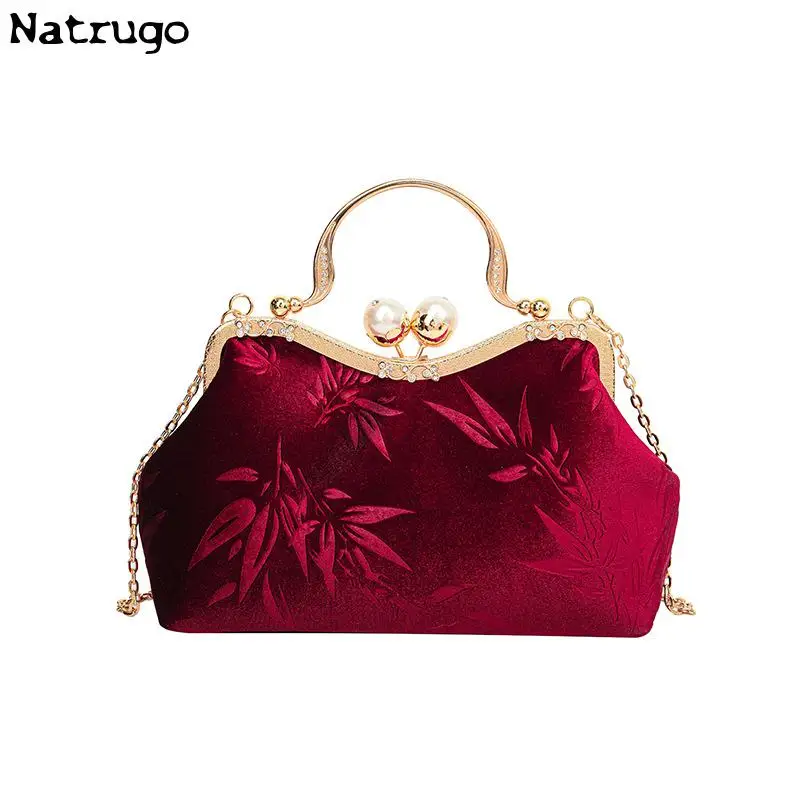 Premium Velvet Women Evening Bag Brand Party Banquet Bag For Ladies Exquisite Wedding Clutch Handbag Shoulder Bag Chain Bolsas