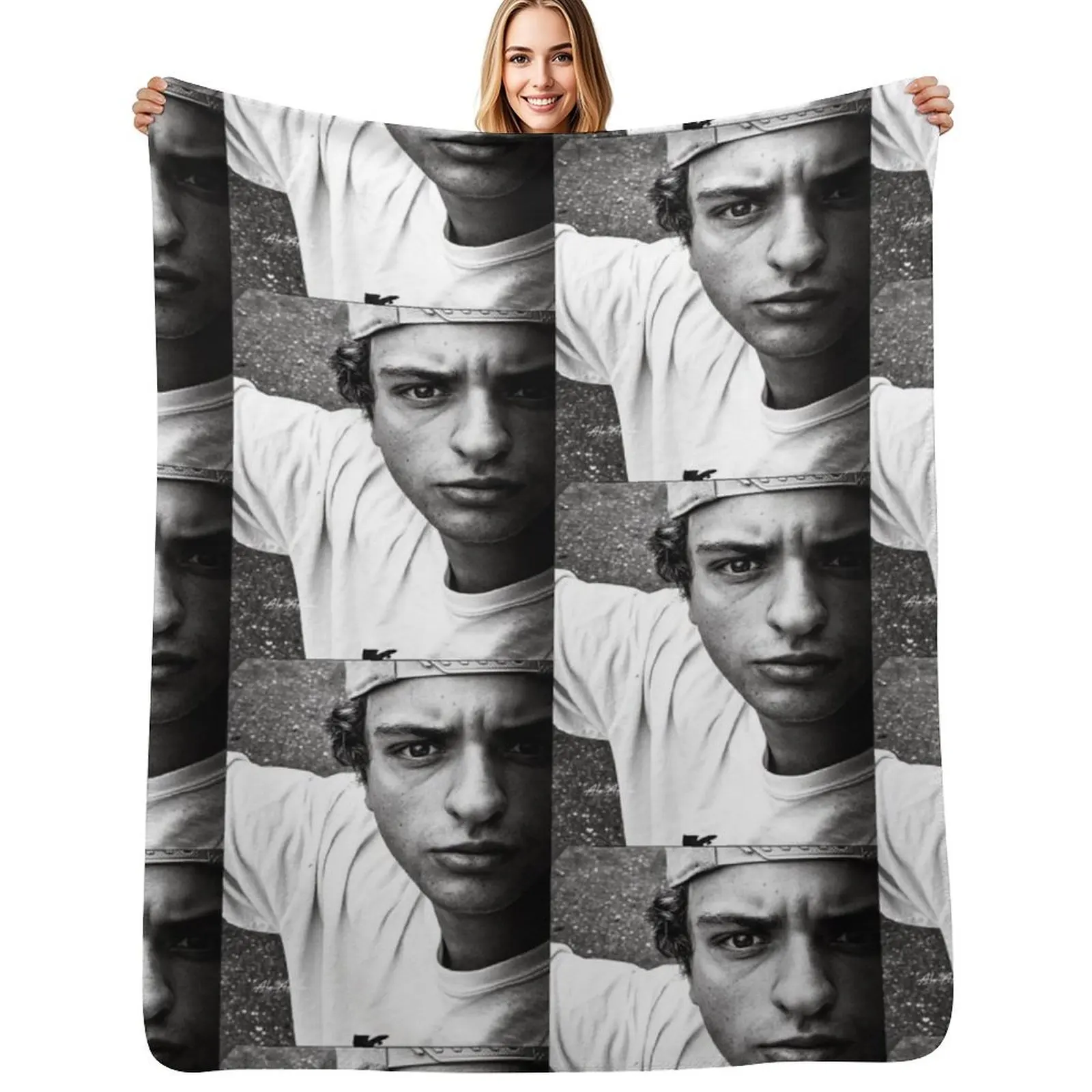 

Funky Boy J Fryer Cap Black and White Photo Funkanometry Edit Throw Blanket heavy to sleep Bed Fashionable Bed linens Blanket
