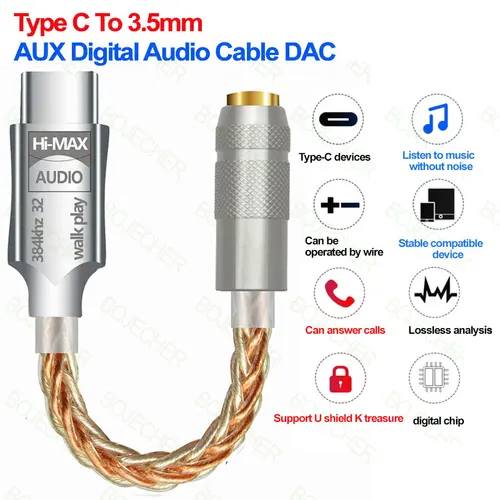 오디오 디코더 CB1200AU 칩 사운드 카드 디지털 디코더, HiFi DAC C타입-3.5 헤드폰 어댑터, 안드로이드용 디코드 AMP, CX31993 