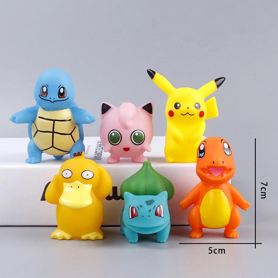 Tomy Pokemon Anime Figure Pikachu Psyduck Squirtle Jigglypuff Bulbasaur Kawaii Toys Model 6 Type For Kids Collection Gifts