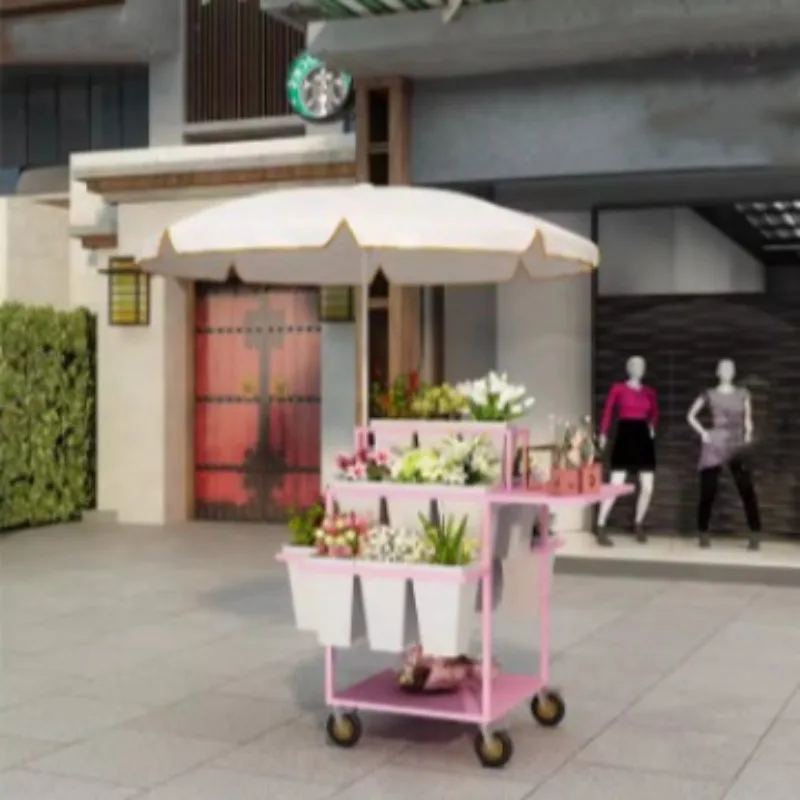 

Flower stall display stand Night market Flower trolley Multi-layer ladder Movable shop Wake bucket Square bucket