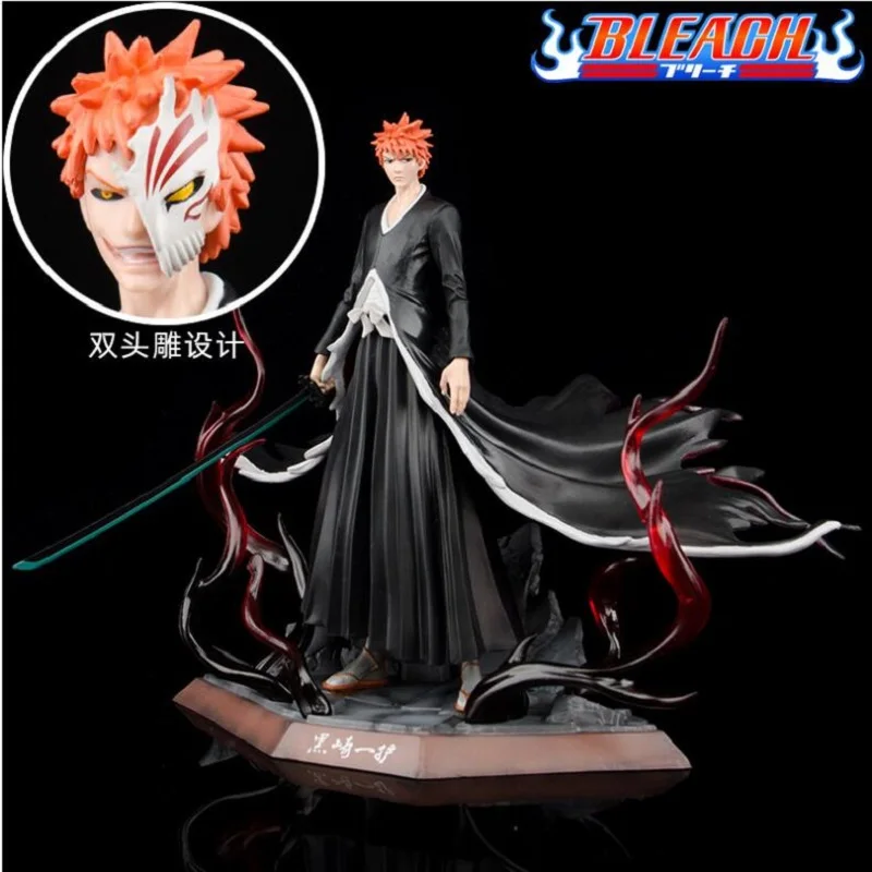 

2 Heads Anime Bleach Gk Kurosaki Ichigo Action Figure Pvc Excellent Model Figurine Toy Top Gift Display Collectables 28cm