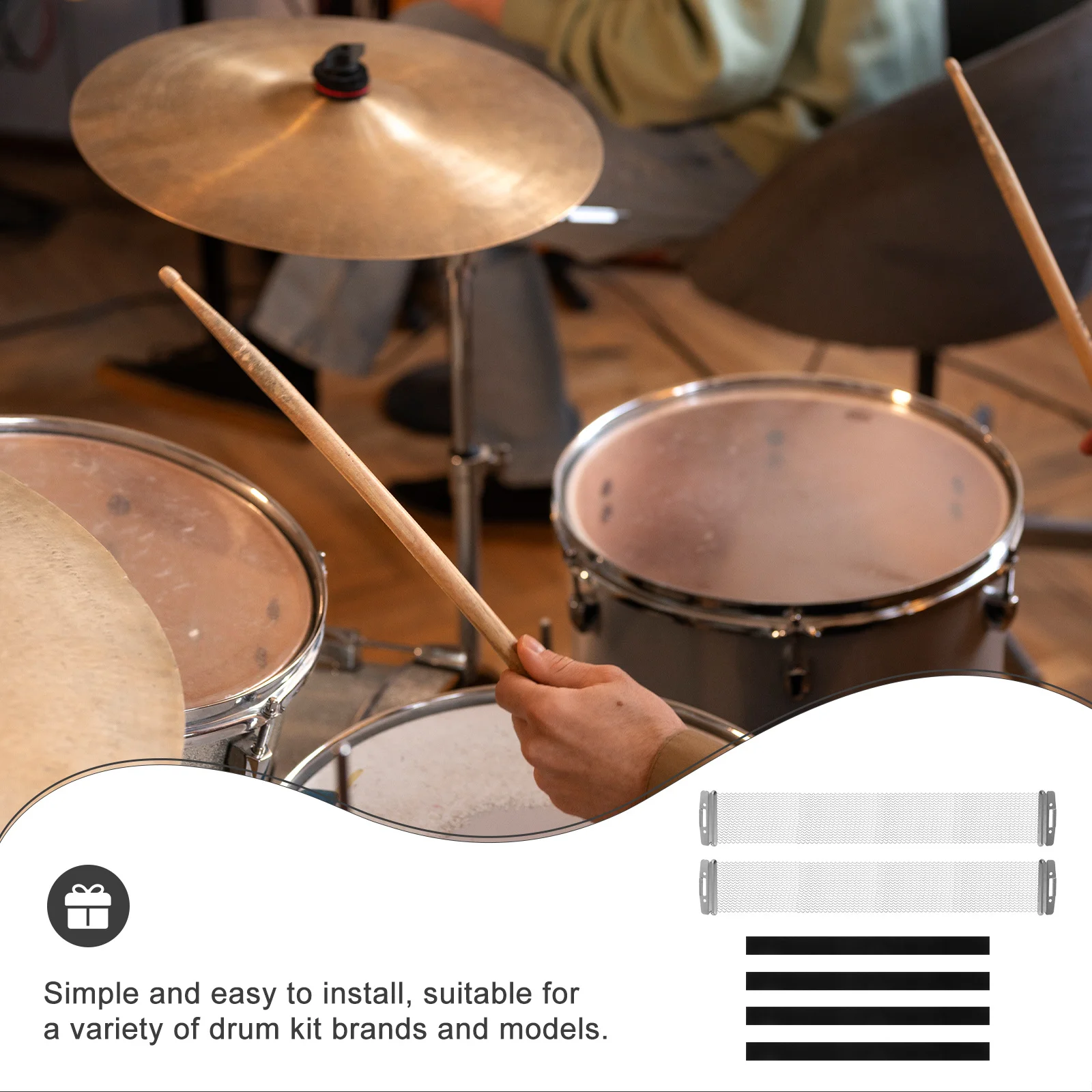 

Jazz Drum String Accessories Professional Snare Wire Both Sides Equipment Metal Mounting Straps for