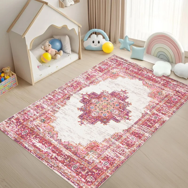 Vintage Persian Red Carpet Living Room High-end Luxury American Hairless Tea Table Rug Bedroom Bed End Anti-slip Large Area Mat