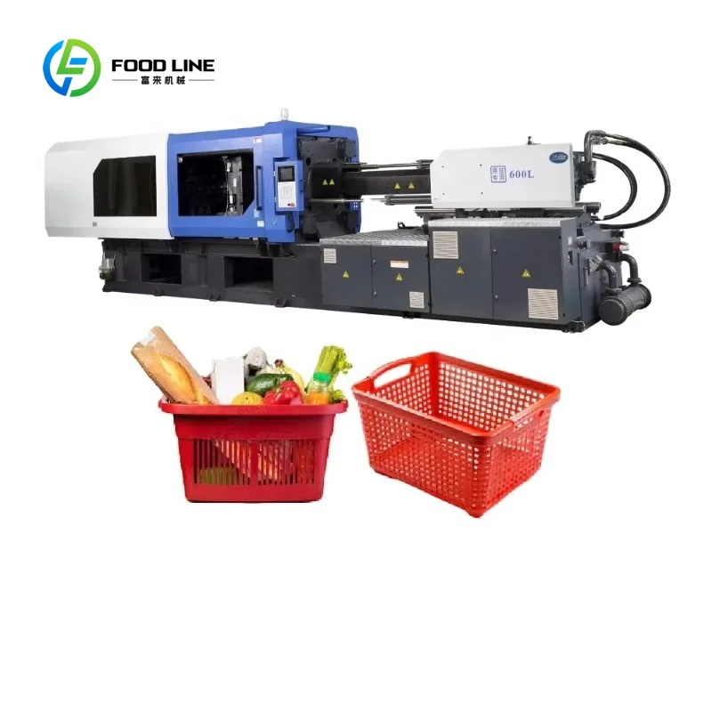 Customized Automatic 600ton  Electric Pre-plasticizing Injection Molding Machine for Fruit Basket Plastic Crate Making