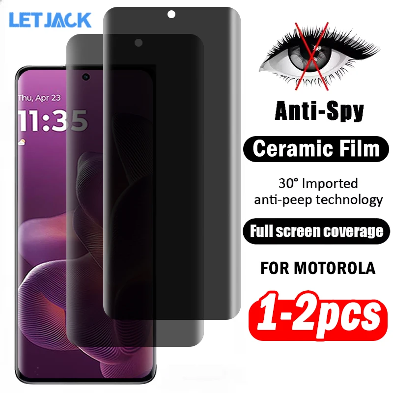 

3D Hot-bending Anti-spy Ceramic Soft Film for Motorola Edge 60 50 40 30 Pro/Fusion/Ultra/Neo Curved Privacy Screen Protectors