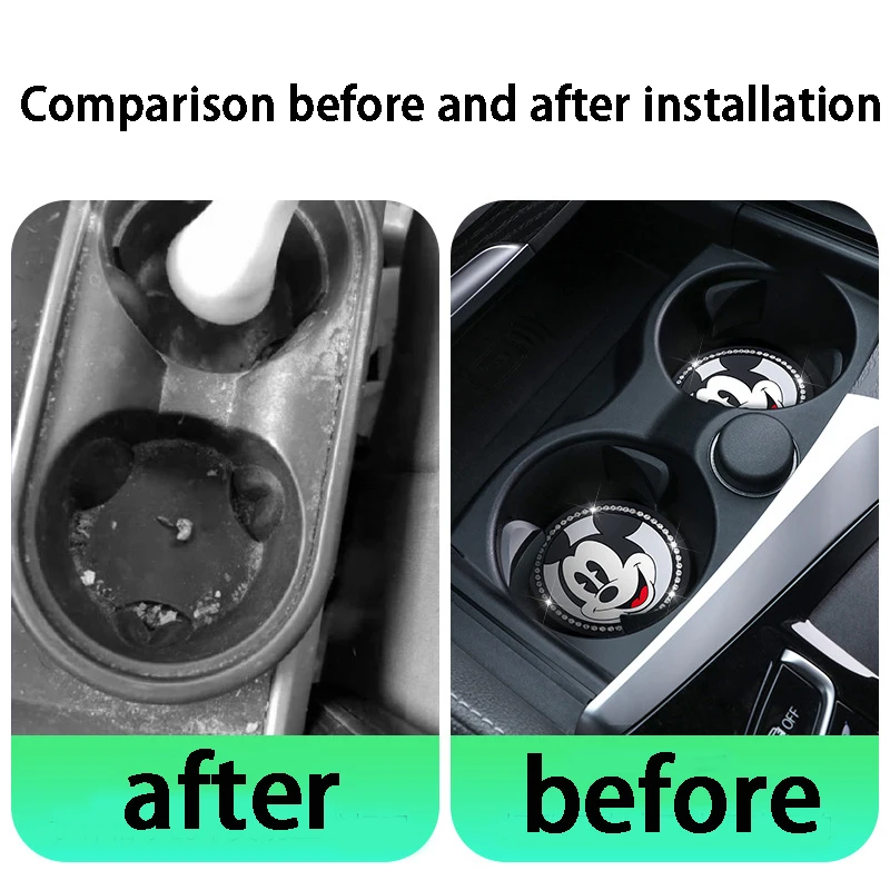 Disney Mickey Minnie Mouse Artificial Diamond Studded Coaster Cartoon Multifunctional in-vehicle Fashion Non-slip Mat Cute Gifts