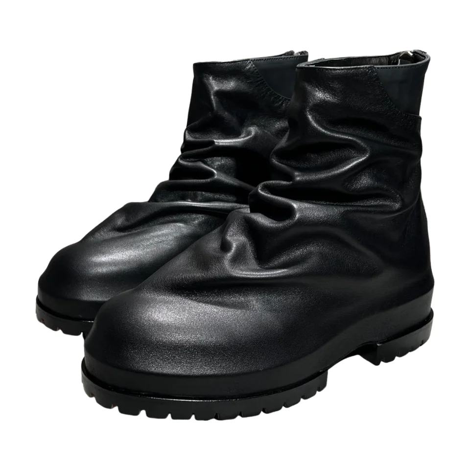 Men's High Top Shoes Platform Zip Leather Luxury Sneakers High Street Autumn Black Designer Boots