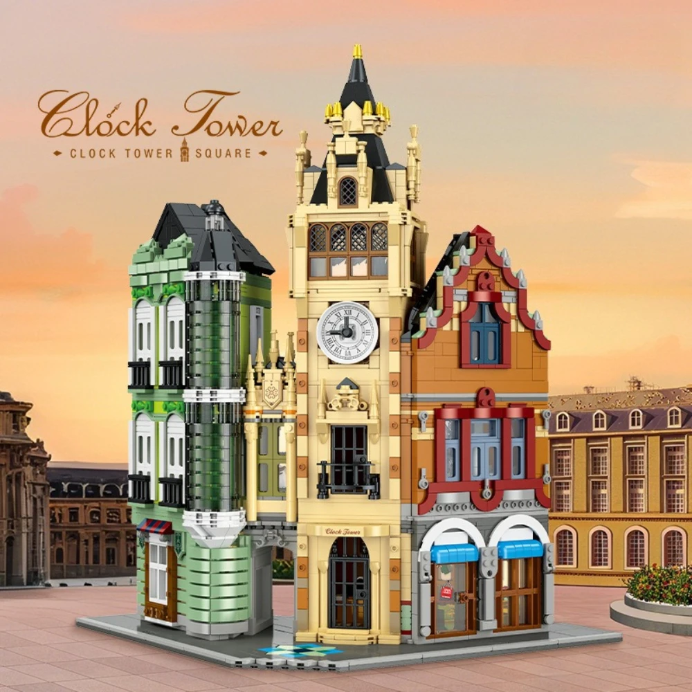 

MOC Gothic Architecture Clock Tower Square Building Blocks Set Medieval Bell House Villa Idea Toys For Children Birthday Gifts