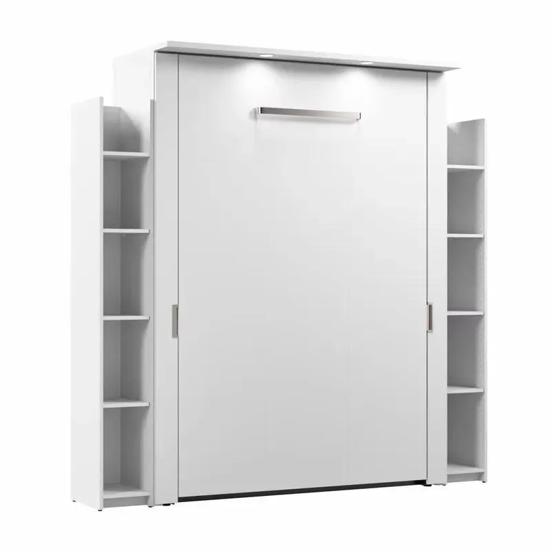 Rotating Vertical Wall Bed with Wardrobe Folding Space Saving Invisible Murphy Bed for Bedroom Furniture Set