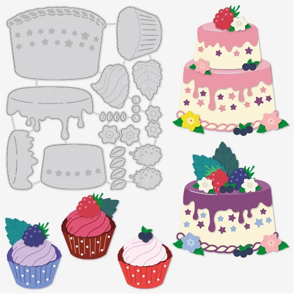 Birthday Berry Cake Metal Cutting Dies, 4x4.8