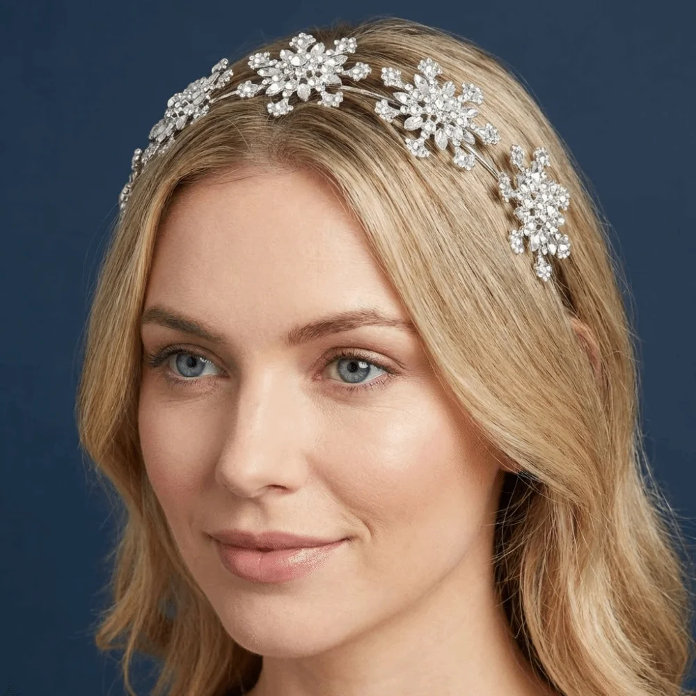 

Luxury Rhinestone Snowflake Hairband Sparkling Exquisite Floral Bridal Tiaras Dazzling Shiny Pageant Diadem Headband