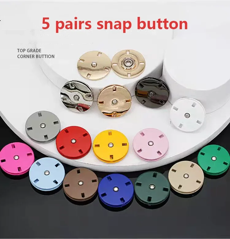 5 Pairs High-quality Color Metal Snap Button Dark Female Coat Windbreaker Hand Sewing Invisible Anti