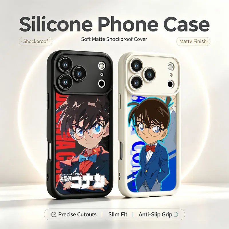 Anime Detective Conan Shockproof Phone Case For iPhone 17 Air 16E 15 14 Plus 13 12 Mini 11 Pro Max Silicone Cover