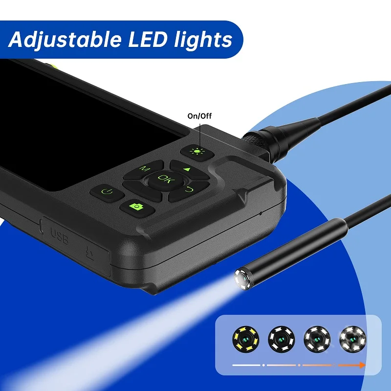 5''IPS Screen Industrial Endoscope Video Autofocus Camera HD1080P Single Dual Triple Lens Pipe Inspection Borescope Waterproof
