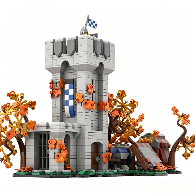 1368PCS MOC Medieval Campsite Castle Tower Scene Model Custom Building Blocks DIY Educational Assembly Toys Collection Display