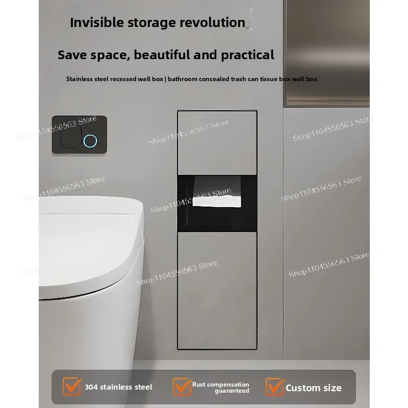 Stainless Steel Niche Bathroom Embedded Niche Toilet Brush Wall-Mounted Customizable