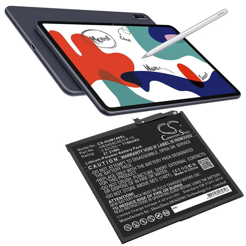 HUAWEI MatePad 10.4 (BAH3-W09) バッテリー良好 Tablet Battery For Huawei:HB28D8C8ECW-12,MatePad 10.4 2020,BAH3