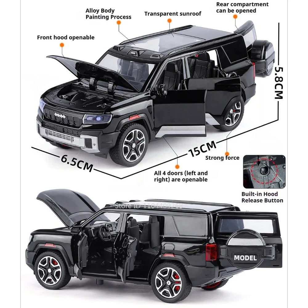 1:32 Leopard 8 ES8 New Energy Car Model Toy Alloy Body Strong Durable Rear Wheel Pull Back Vehicles Holiday Celebrations