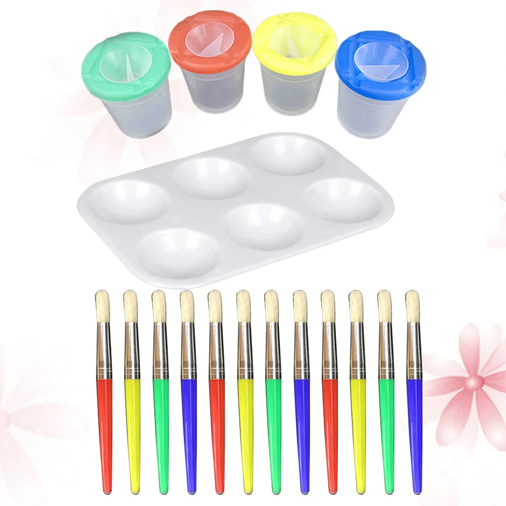 

23pcs Painting Tool Kit Art Brush Set For Kids Watercolor Oil Acrylic Craft Detail Work Durable Bristles Paint Brushes