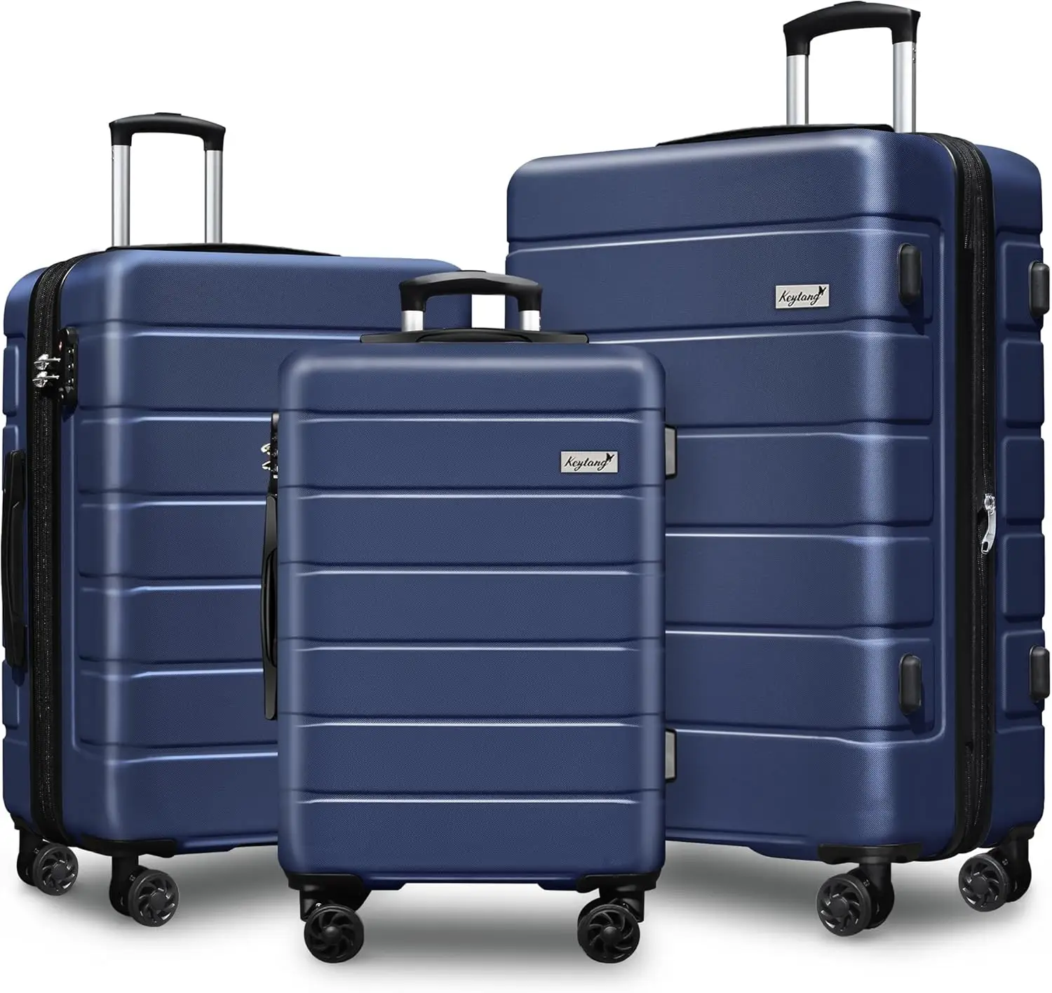 

Lightweight Hardshell 3-Piece Luggage Set with TSA Lock, Double Spinner Wheels, Expandable Carry-On Suitcase, Navy Blue