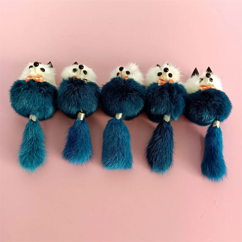 2024 New Creative Personality Mink Hair Fox Key Ring Fashion Bag Pendant Simple Cute Plush Cartoon Fox Charm