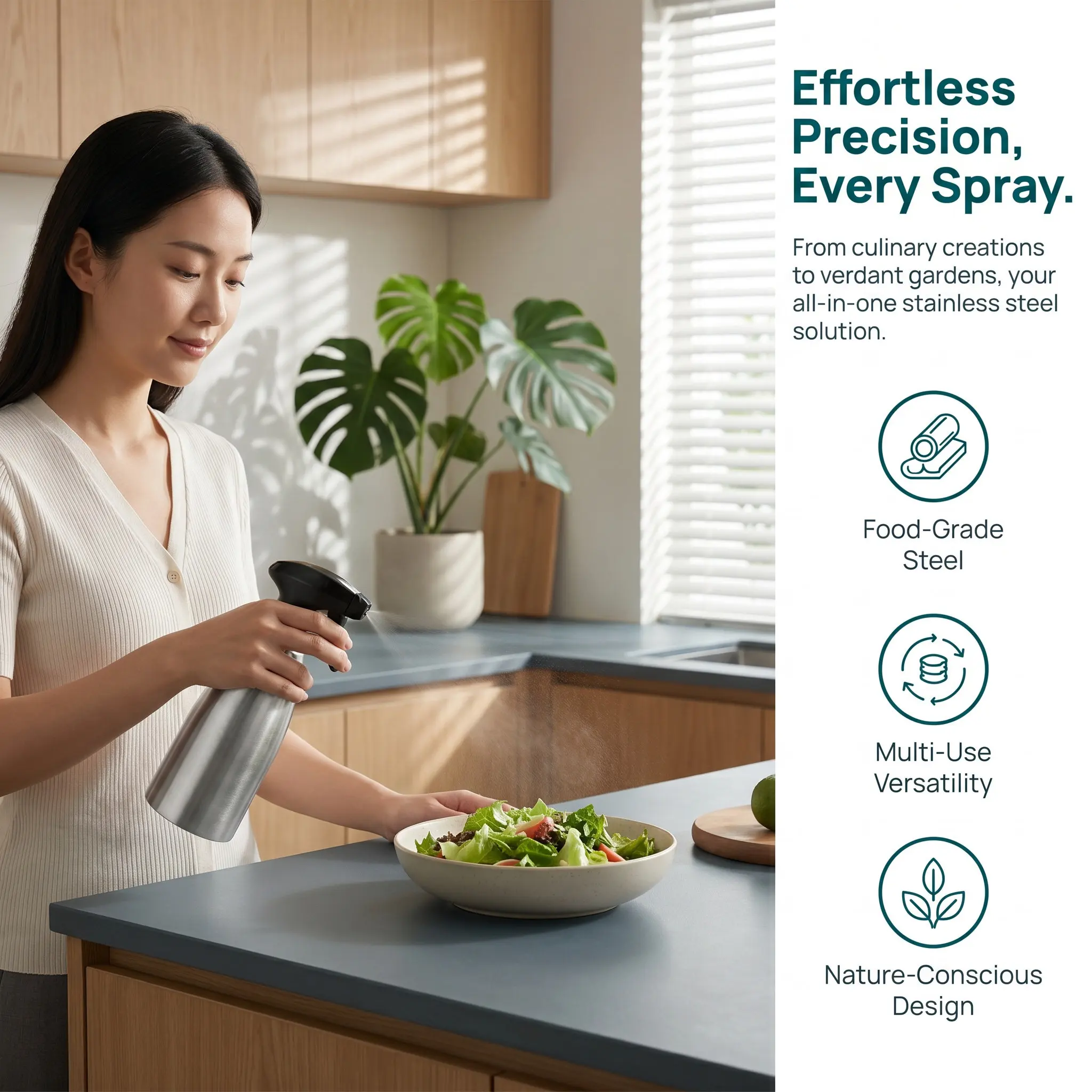 Stainless Steel Spray Bottle Oil Sprayer Olive Oil Mister for Gardening Patio Barbecue Cooking and Meat Grilling
