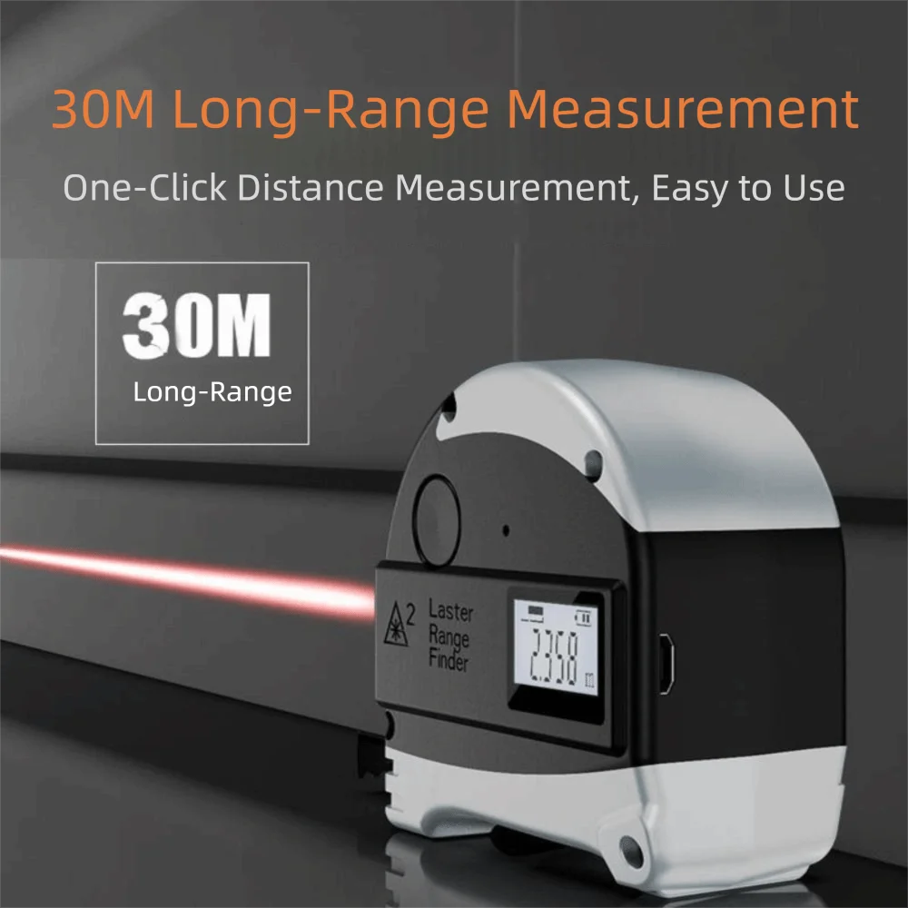 

Лазерная рулетка с дальностью 5 метров, большой ЖК-дисплей, водонепроницаемая конструкция, инфракрасное излучение, высокоточное измерение
