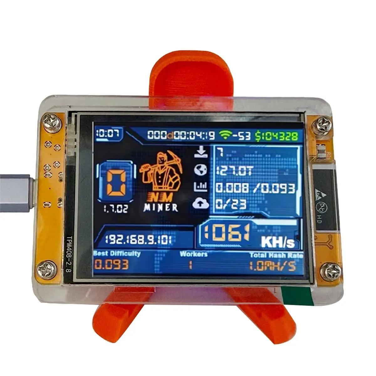 B21B 1060KH/S +Stand Upgraded Harshrate 2.8 Inch Smart Display Bitcoin Crypto Solo Miner for Home