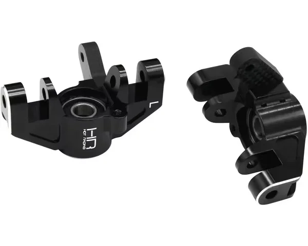 Hot Racing aluminum front steering spindles with carbon fiber steering arms and oversized bearings for 1/6 Losi Super Rock Rey