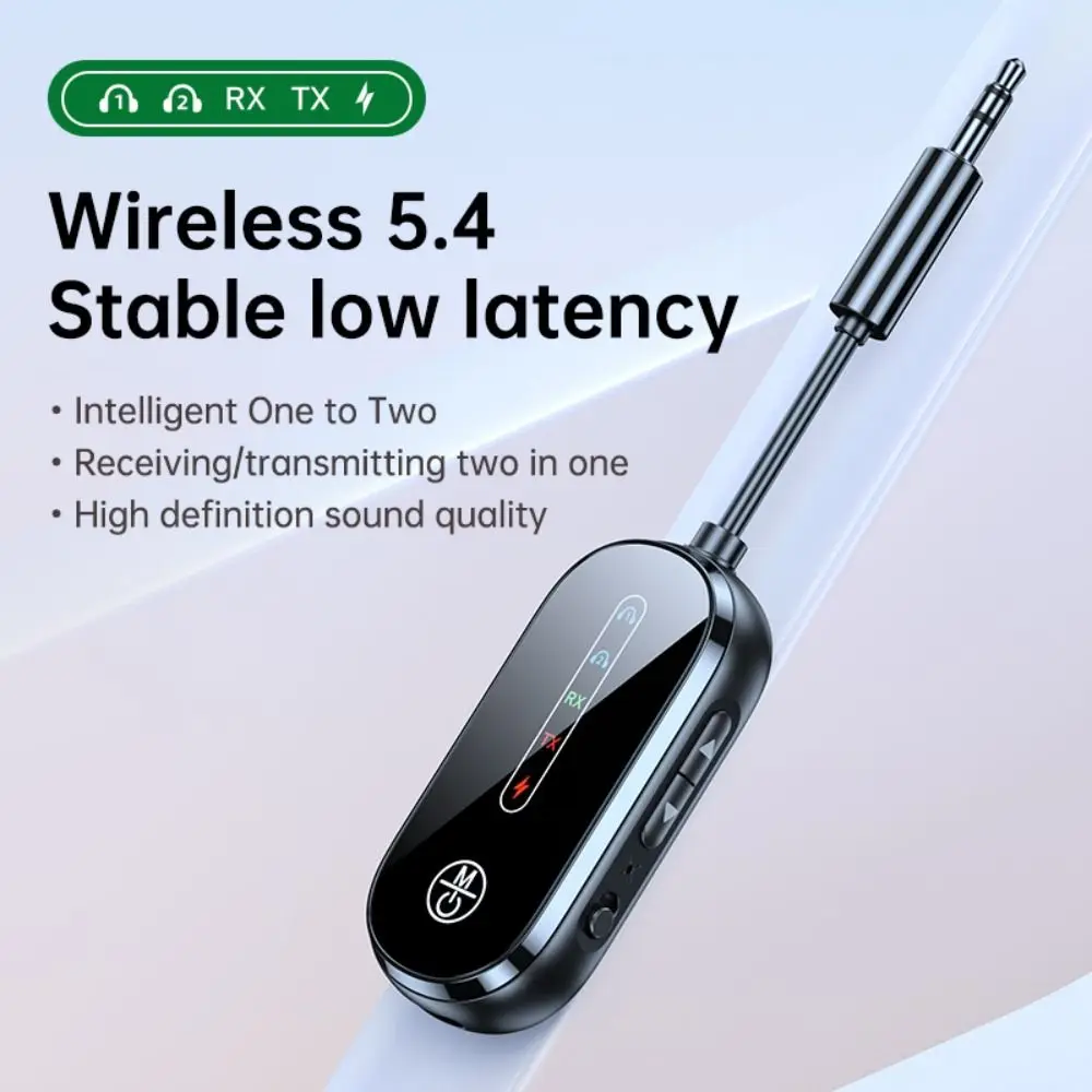 2024 2 in 1 Bluetooth 5.4 Receiver Transmitter With Mic PC Headphone Wireless Audio Adapter TV Airplane