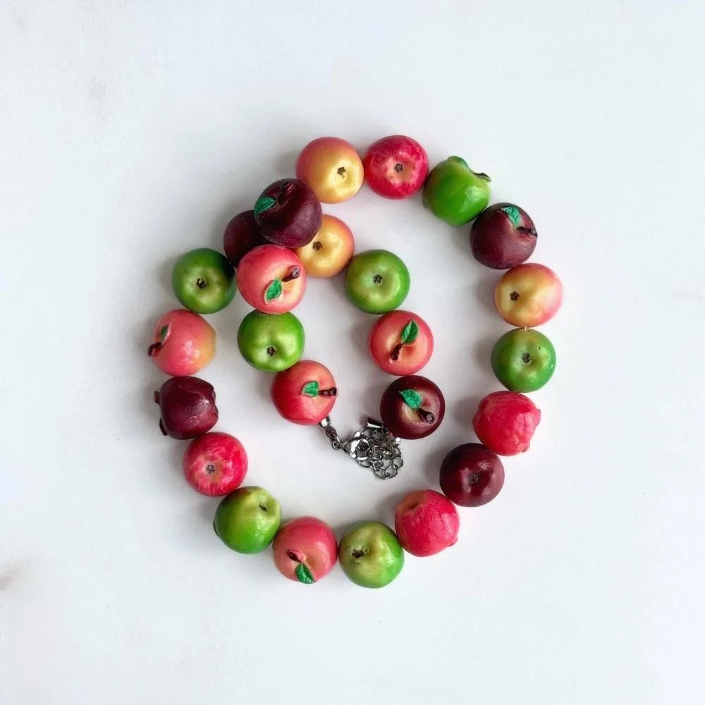 Layered Beads Fruit Necklace Colorful Beads Stackable Necklace Bracelet Set Neck Jewelry Personalized Beaded Clavicle Chain