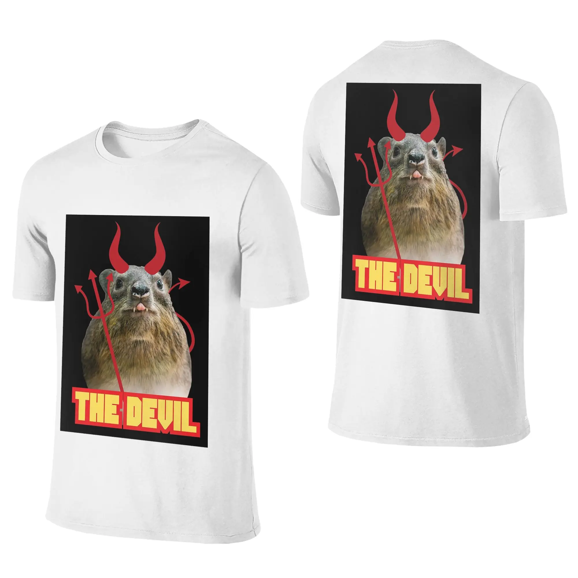 100% Cotton Rock Hyrax Devil T-Shirt Men's Double Sided T Shirt Men O-Neck Summer Shirts Tops S-6XL