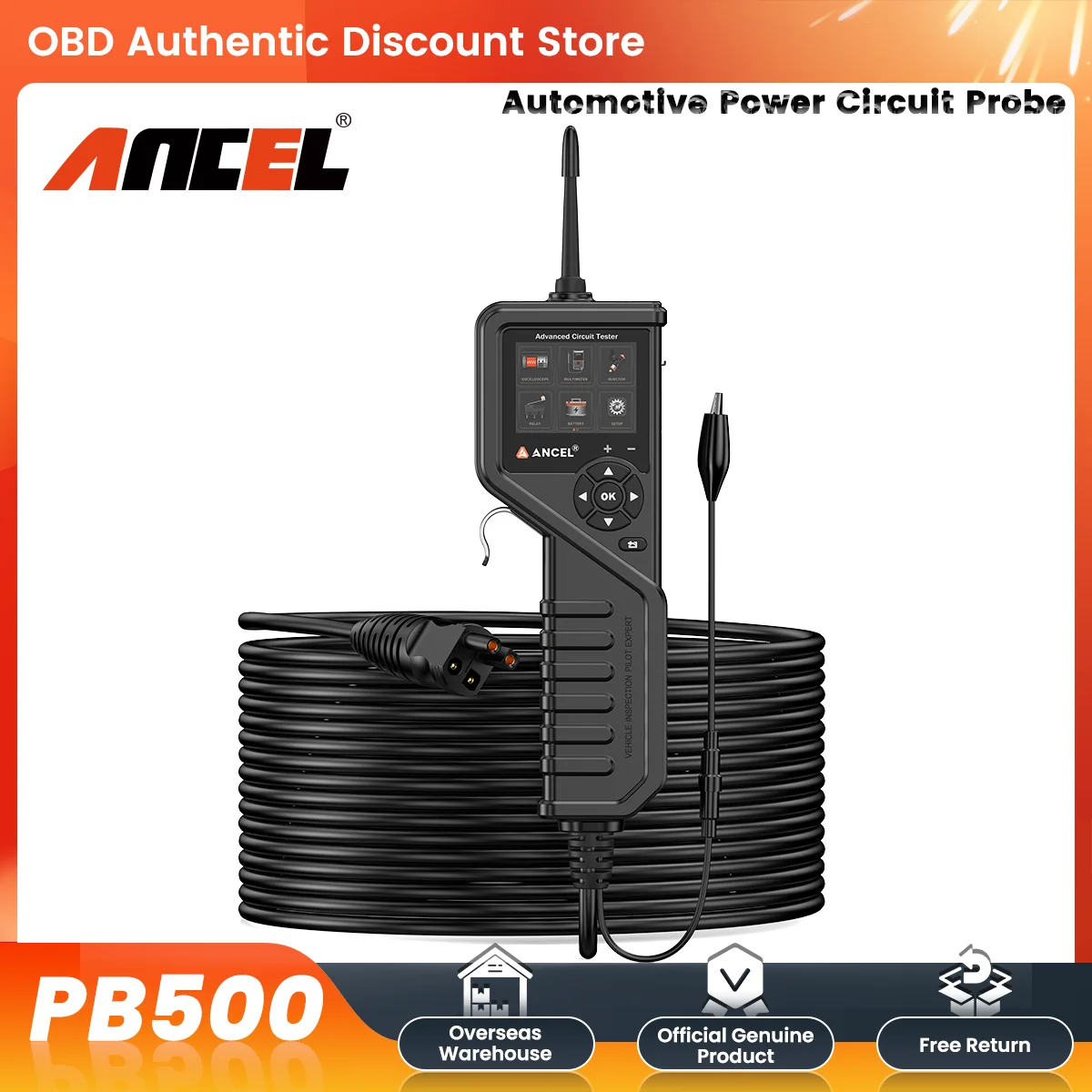 Ancel PB500 Automotive Power Circuit Probe Kit Inspection 12V-24V Electrical System Diagnose Mechanical Tools Fuel Injector Test