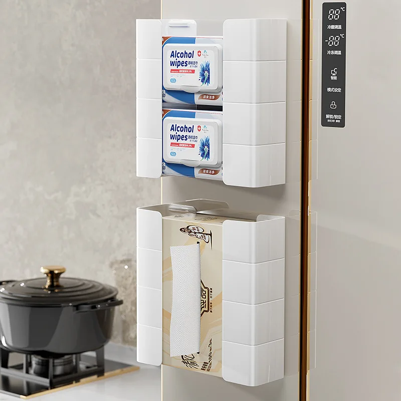 

Magnetic Refrigerator Tissue Box – No-Punch Split Pump Dispenser for Wipes & Spice Jars (Multi-Storage