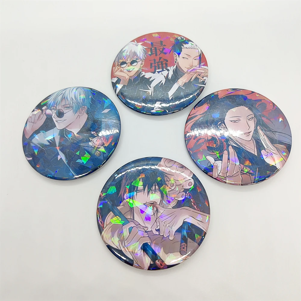 58mm HOT Anime Laser spilla Pin Gojo Satoru Fushiguro Toji Geto Suguru accessori per Badge Cosplay zaino regalo