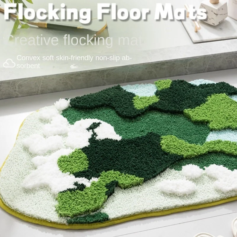 Warming Light Luxury Moss Plush Carpet Tufted Bathroom Non Slip Absorbent Floor Mat Soft Ultra-fine Fiber Door Mat Hot Sale 2024