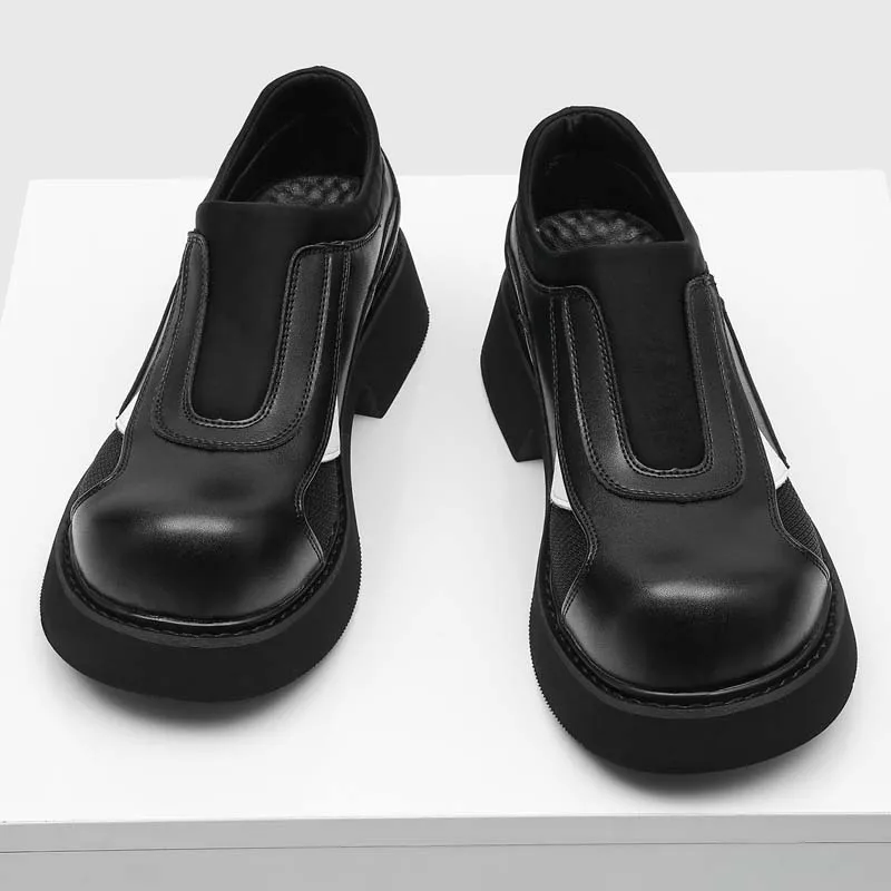 

Leisure Loafers Kick Kick Niche Contrasting Colors Derby Shoes Thick Sole Lazy Young People Big Toe Men Shoes