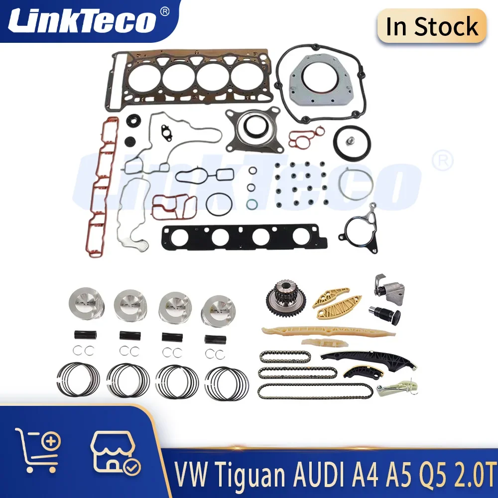 Engine Parts Rebuild Gasket Set Timing Chain Piston Kit Fit 2.0 T L4 Gas EA888 For VW Golf Tiguan AUDI A3 A4 A5 A6 A7 A8 Q5 2.0T