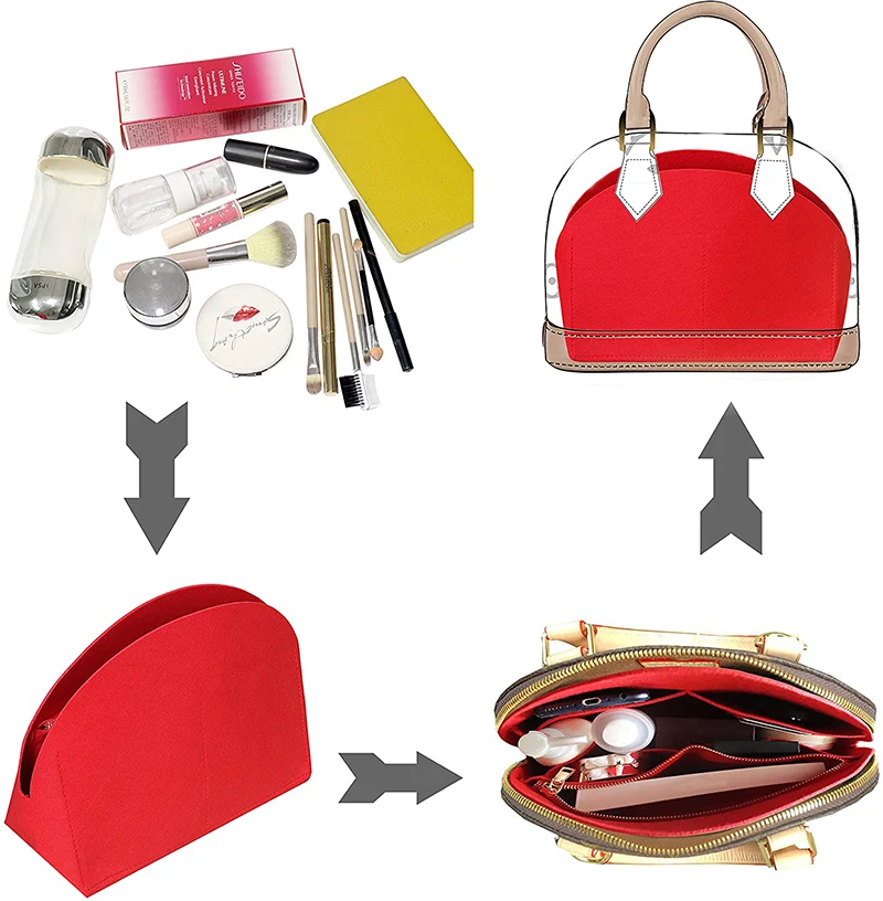 Alma-organizador de bolsas de inserción, Bolso pequeño de maquillaje, monedero interior portátil, estuche para cosméticos, organizador de Navidad