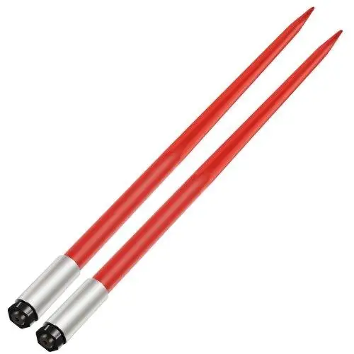 49 Hay Spear with 3000 lbs Capacity - Quick Attach Bale Spike, Red Coated Forks for Tractors & Loaders, 1 3/4 Hex Nut & Sleeve