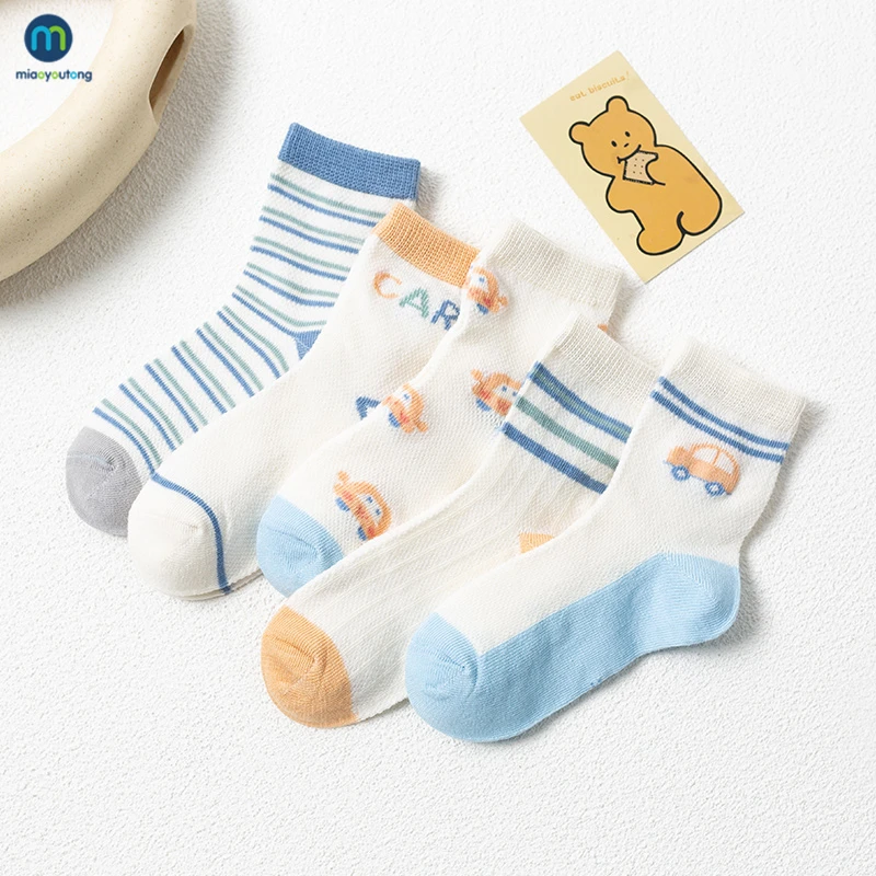 5 paia/lotto calzini per bambini calzini per bambini in cotone estivo cartone animato colorato ragazze maglia carino neonato bambino calzini per bambini Miaoyoutong