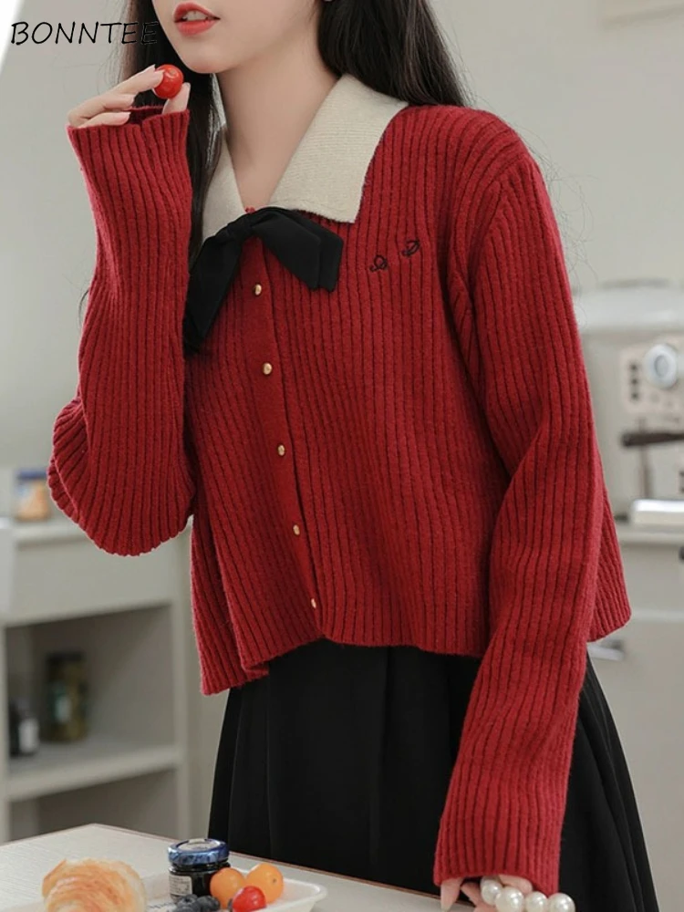 

Gentle Cardigans Women Korean Fashion Autumn Winter Basic Sweater Casual Temper Knitwear Aesthetic Clothing All-match Daily Ins