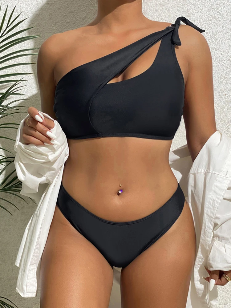 Bikini Swimsuit Women High Waist Swimwear 2025 One Shoulder Bikinis Set Sexy Thong Bathing Suit For Female Summer Beach Biquini