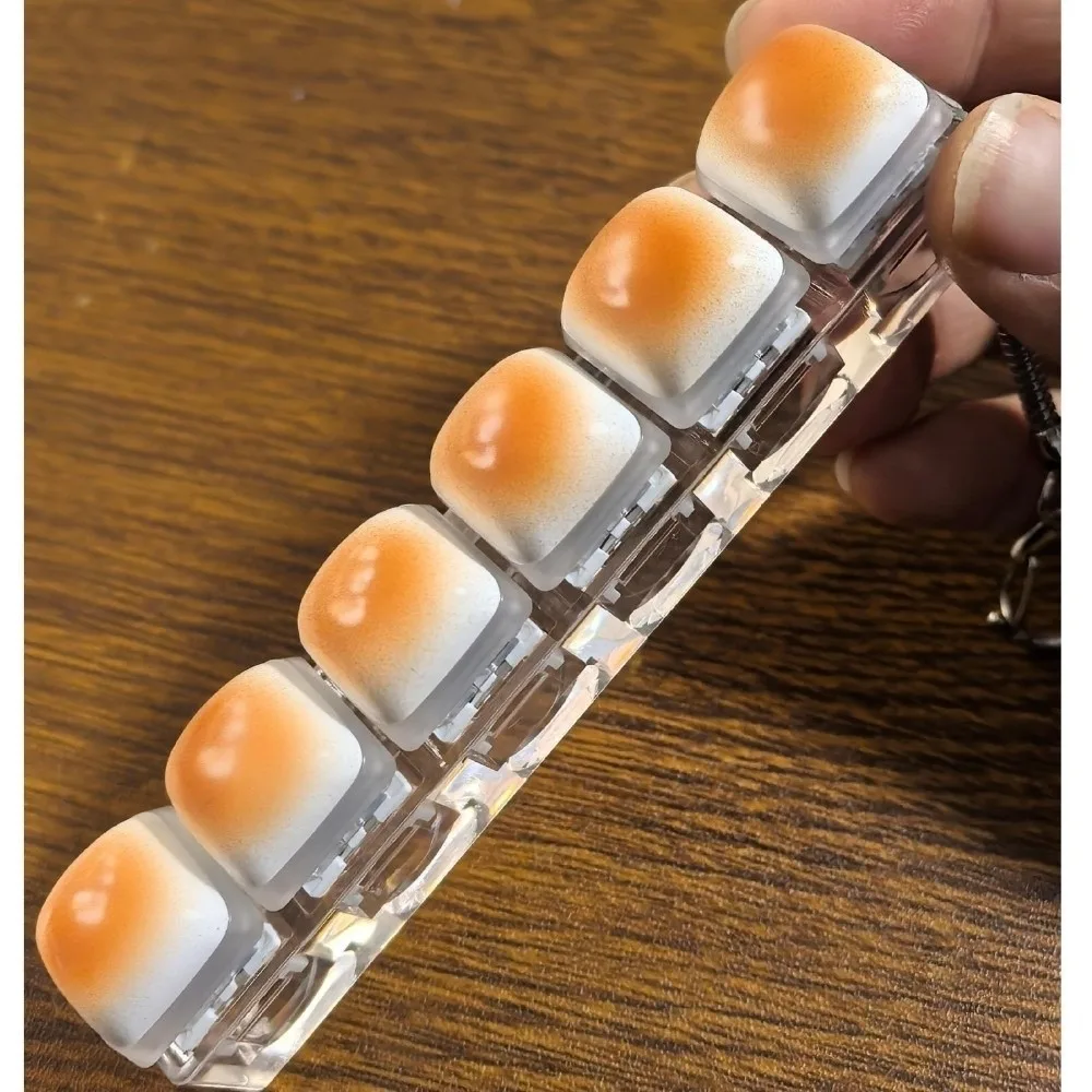 Caramel Bread Design Fidget Keychain Keys Button DIY Keyboard Finger Keyboard Cap Steamed Bread Pass The Time Clicker Adult