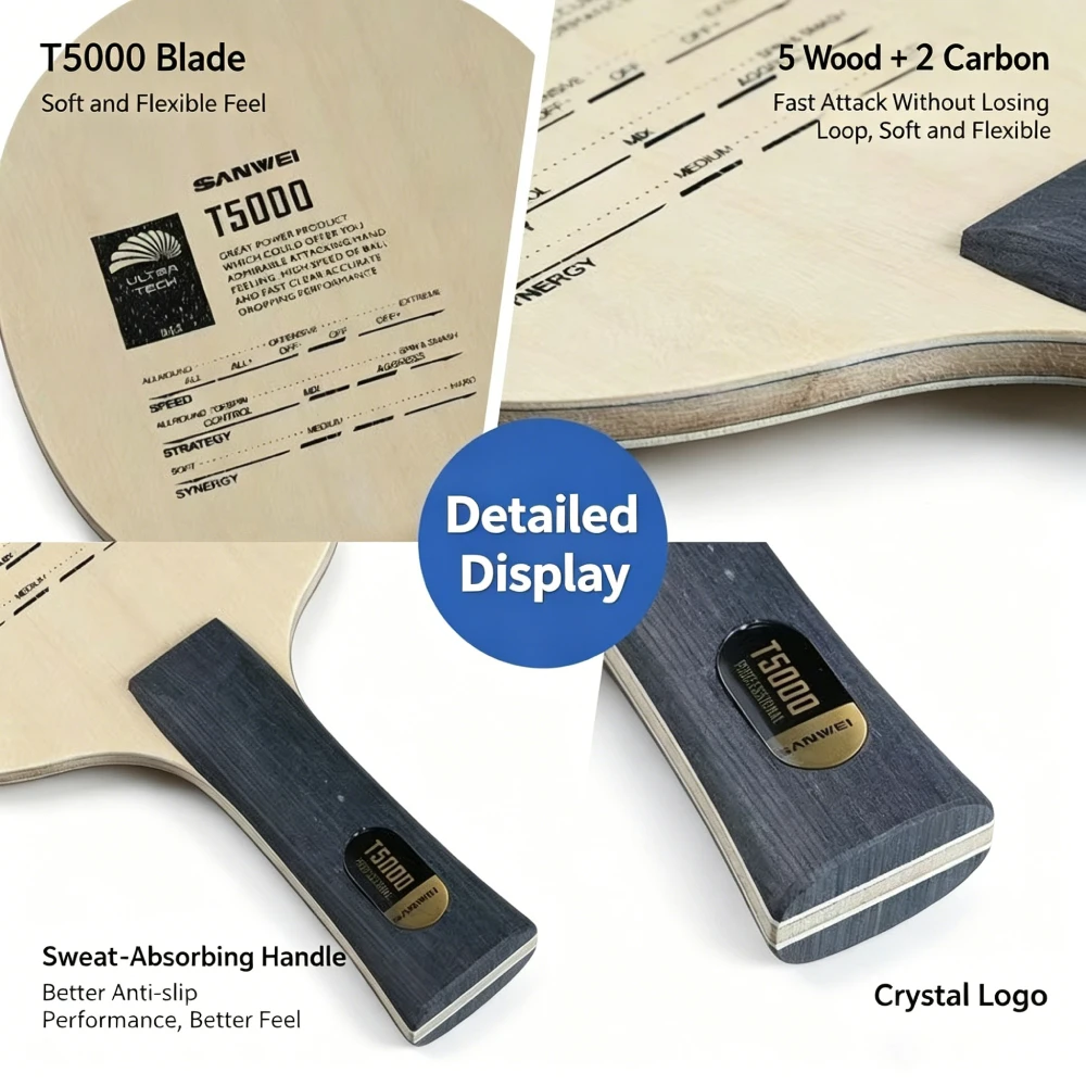 Original SANWEI T5000 5 Wood A - Stiga Carbon Blade review and price