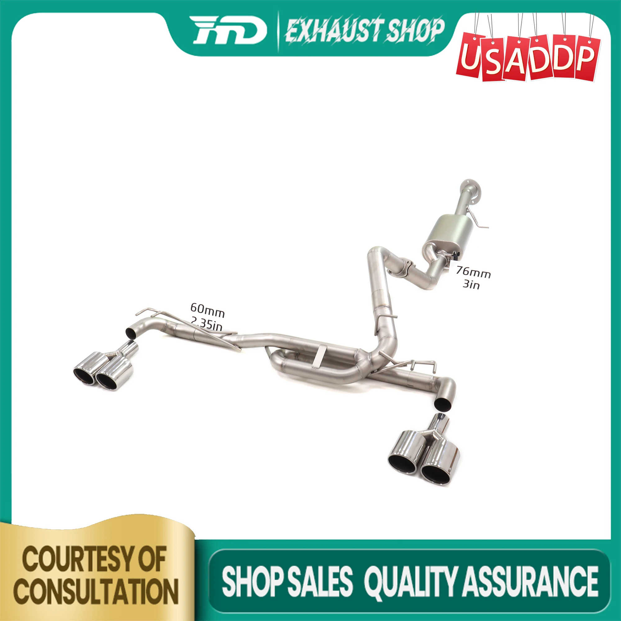 

High quality Exhaust for Hummer H2 6.2L Catback Electronic valves High precision Muffler Exquisite Tips Stainless steel