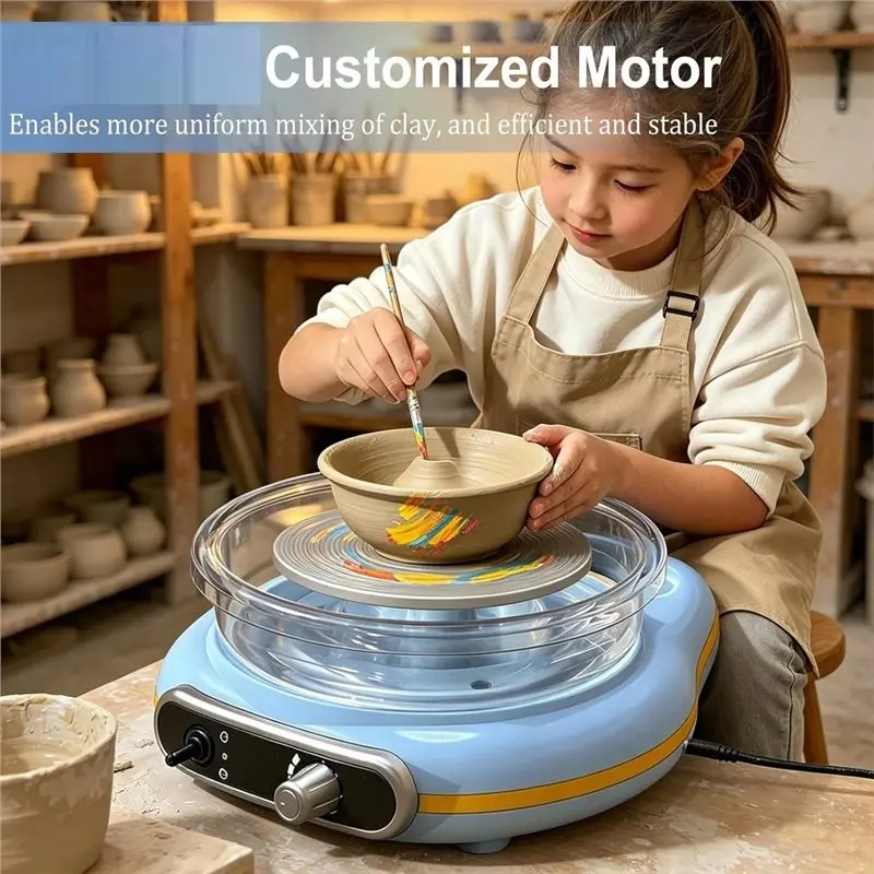 IALJ-DIY Home Pottery Tool- Mini Electric Pottery Wheel For Kids& Adults, Portable Pottery Machine EU Plug