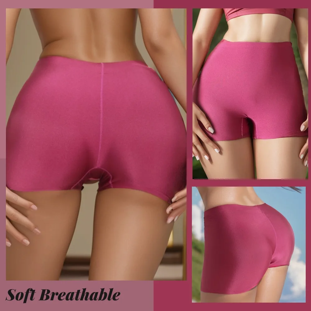 Sexy Women's Boy Shorts Solid Female Ice Silk Underwear Hot Panties Short for Women Ladies Soft Skin-Friendly Boxer Briefs Comfy